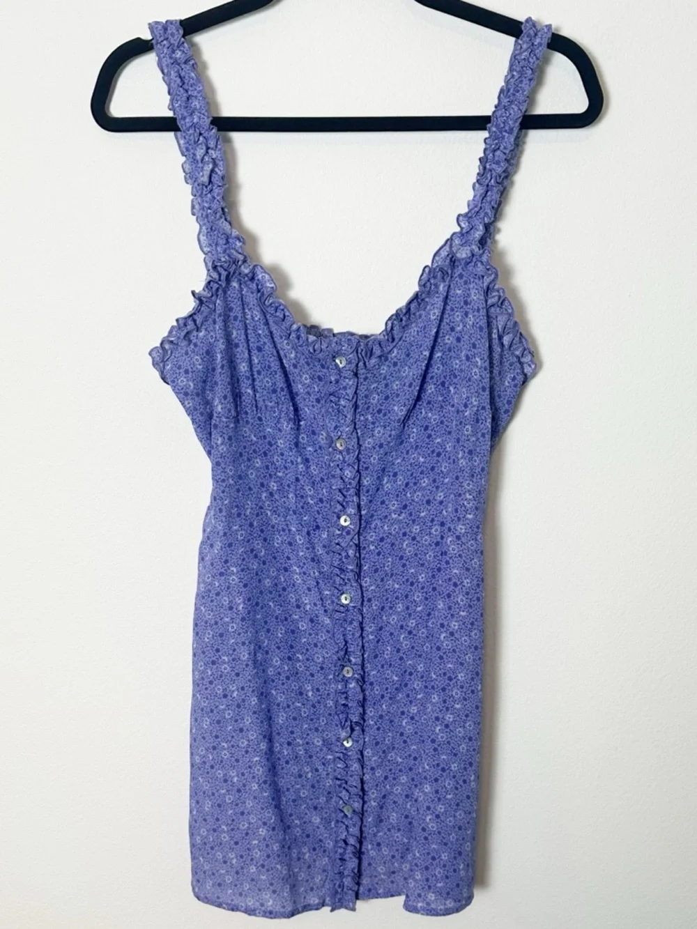 Réalisation Par The Julia 100% Silk Mini Dress Purple Haze Ditsy Floral Print L - Picture 3 of 10